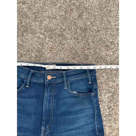 Mother Denim The Hustler Ankle Fray Blue Jean Dark Wash High Rise Home Movies 28 - Picture 8 of 16